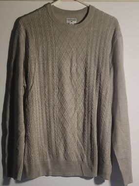 Dockers Men's Crewneck Cable Diamond Knit Sweater - Gray
